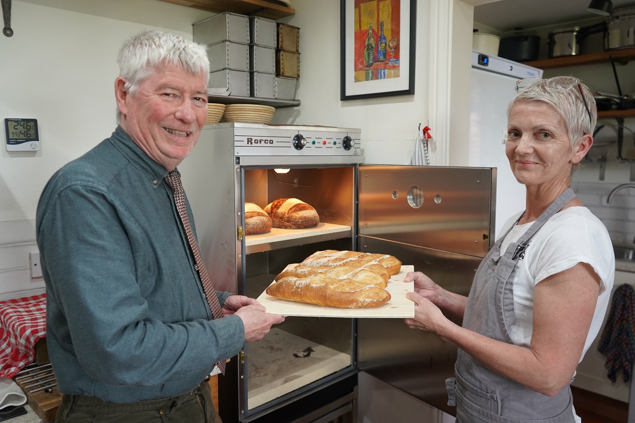 Cllr Paul Middlebrough, Executive Board Member responsible for town and rural vitality on Wychavon District Council and Tina Hawkes, founder of Eat Your Crusts Ltd